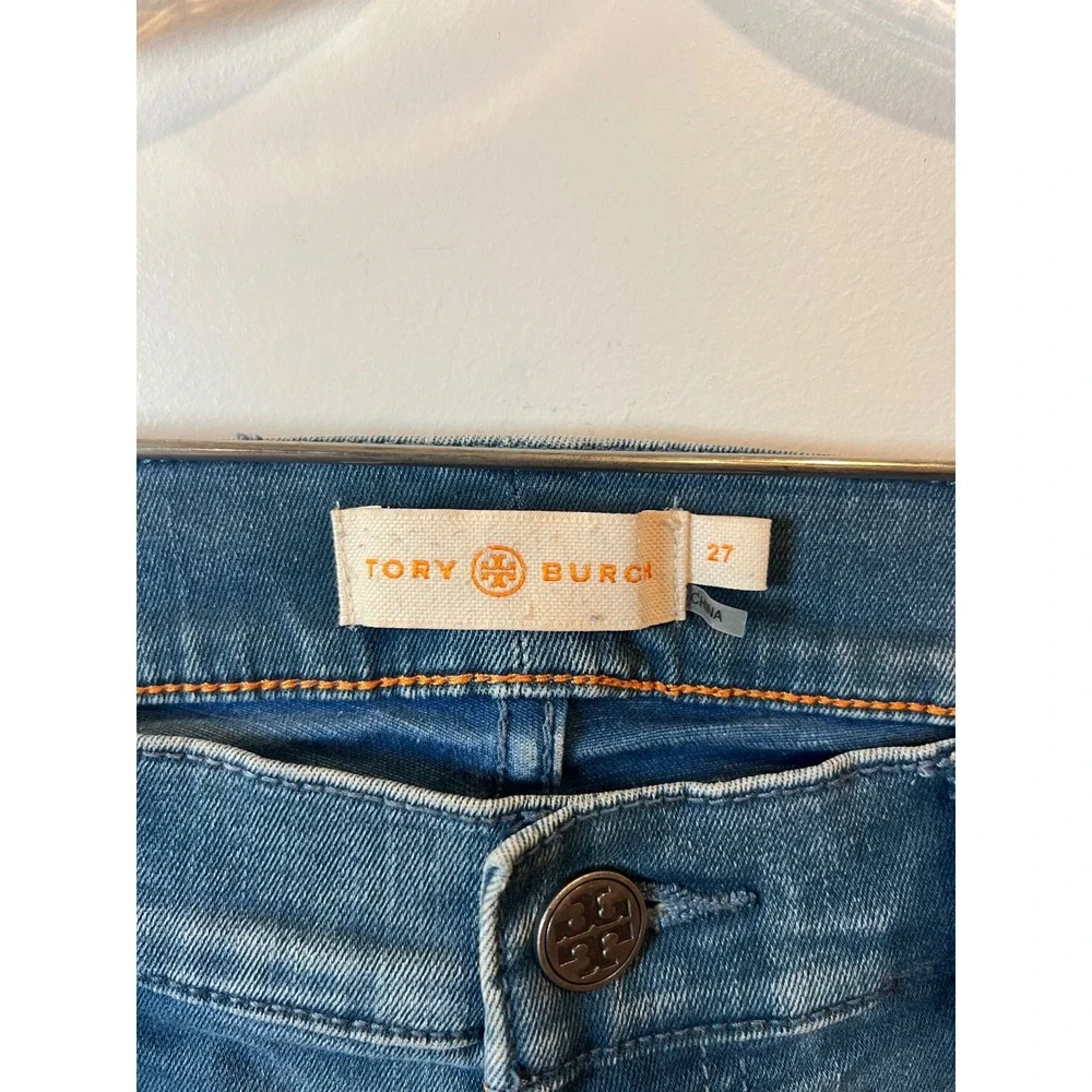 Tory Burch Womens Jeans Frayed Released Hem Blue 27
